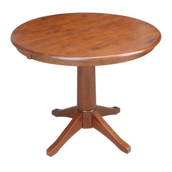 International Concepts Round 36 in Rd Top Pedestal Table, 12 in Leaf, 28.9 inH, Dining Height, Espresso, 36 in W, 48 in L K581-36RXT-27B - main